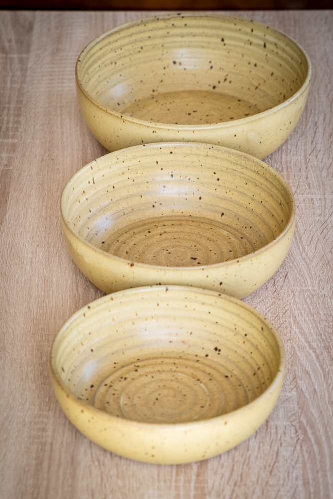 Dreier-Salatschüssel gelb
