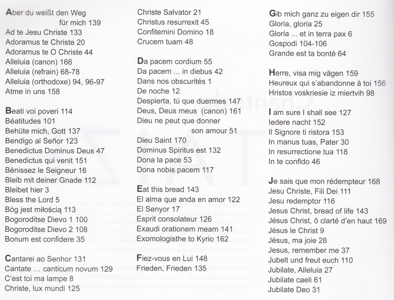 Die Gesänge aus Taizé - Liederbuch Ausgabe 2022